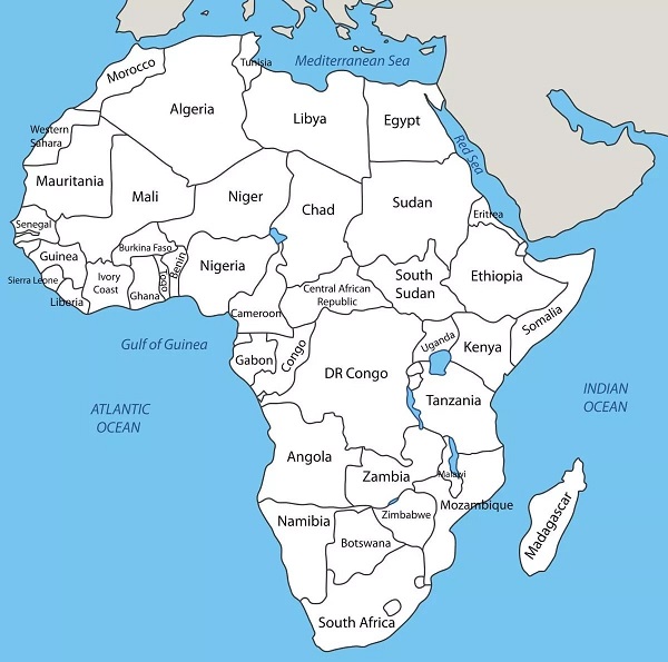 Countries of Africa and their Location