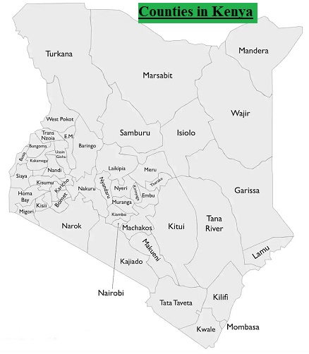 The Map of Counties in Kenya- History Form Four